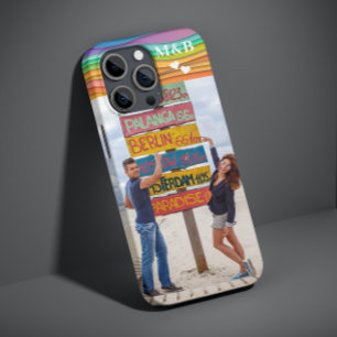 Coque Pour iPhone 14 Monogramme Nom photo Colorful Wave tendance modern
