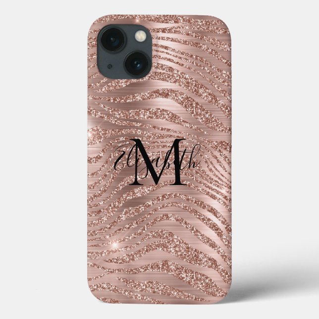 Coques Case-Mate iPhone Monogramme Nom Rose Parties scintillant or Poster  (Verso)