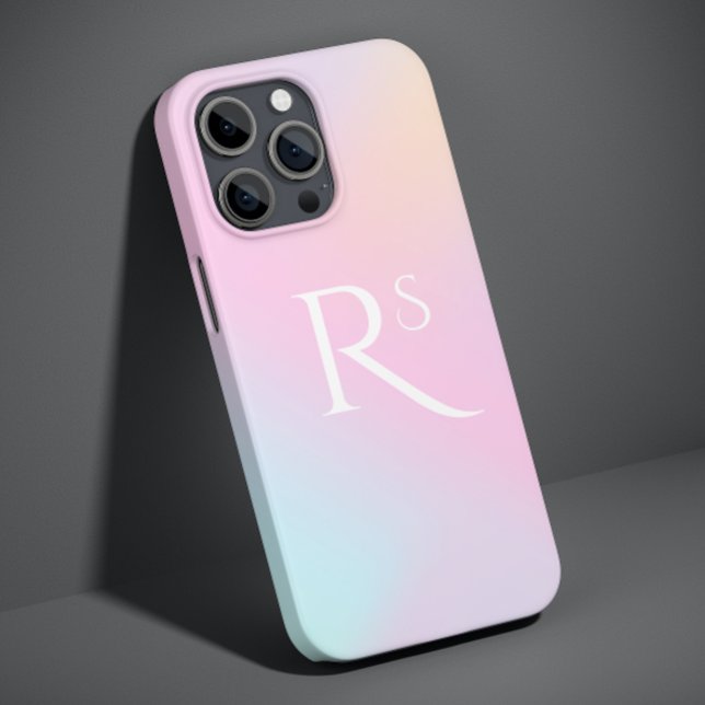 Coques Case-Mate iPhone Monogramme Ombre Holographique Rose Girl Personnal (Créateur téléchargé)