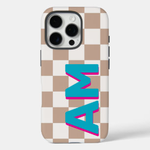 Coques iPhone 16 Pro Monogramme Ombre Rose Canard Damier Beige