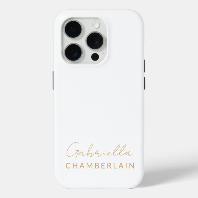 Coques Case-Mate iPhone Monogramme or | Blanc minimal moderne (Verso)