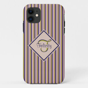 Case-Mate iPhone Case Monogramme or, violet, violet et roses