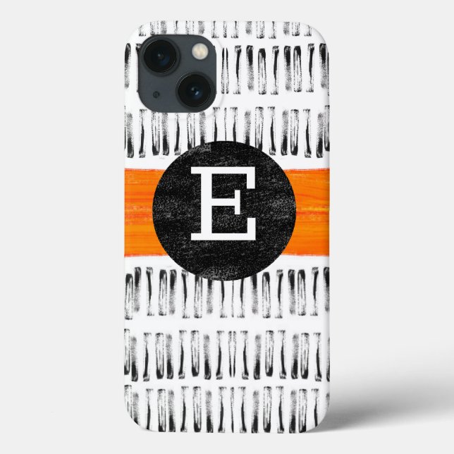 Coques Case-Mate iPhone monogramme orange blanc et gris art motif (Verso)