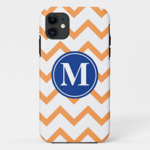 Etui iPhone Case-Mate Monogramme orange de Chevron de marine