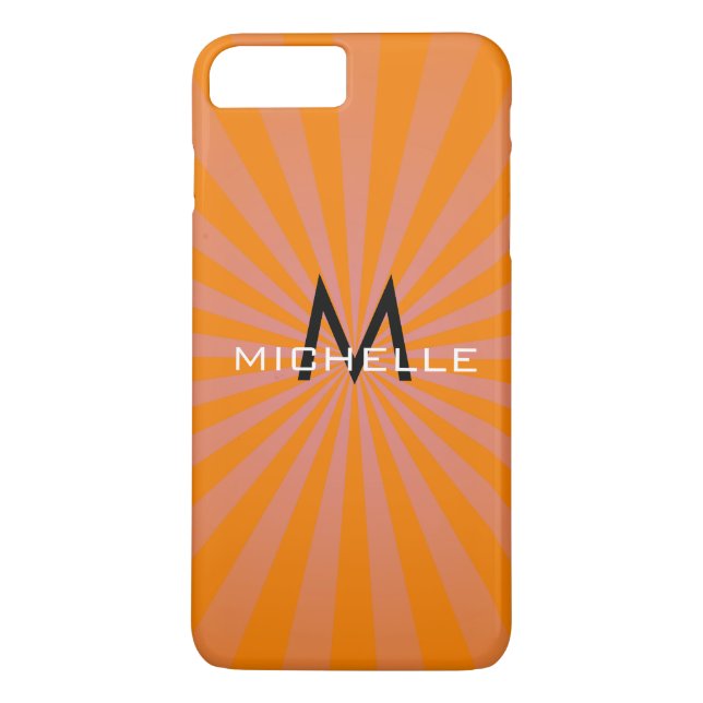 Coques Case-Mate iPhone Monogramme Orange Funky Sun Rays Retro Stripes (Dos)