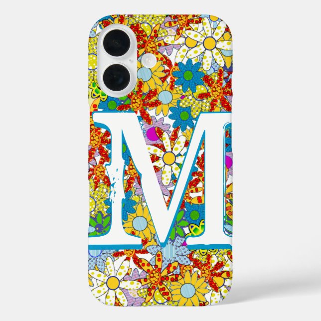 Coques Case-Mate iPhone Monogramme ou nom personnalisé Motif floral (Verso)