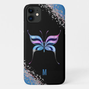 Case-Mate iPhone Case Monogramme papillon rose bleu et argenté