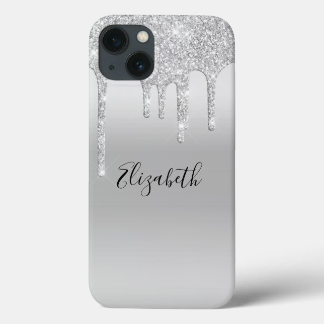 Coques Case-Mate iPhone Monogramme Parties scintillant de goutte d'argent  (Verso)