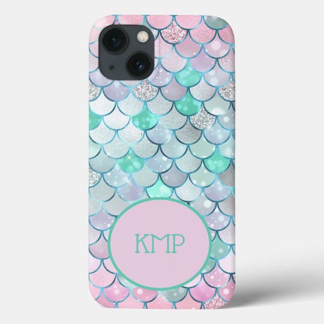 Coques Case-Mate iPhone Monogramme Parties scintillant rose verte Étales d (Verso)