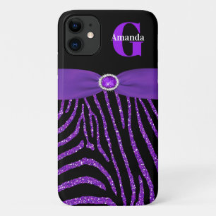 Case-Mate iPhone Case Monogramme Parties scintillant violet Zebra iPhone