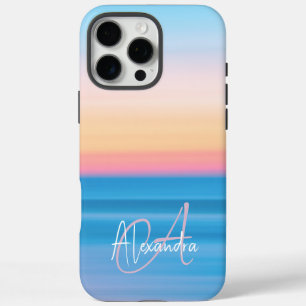Coques iPhone 16 Pro Max Monogramme Pastel Ocean Sunset Feminine Custom