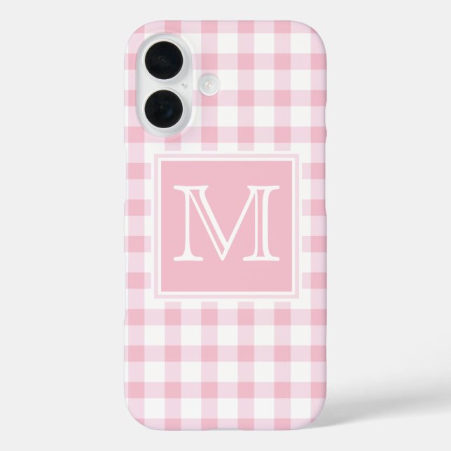 Coques Case-Mate iPhone Monogramme | Pastel Rose Girl En vichy Paid Checke (Verso)
