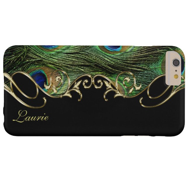 Coques Case-Mate iPhone Monogramme Peacock moderne or personnalisé (Dos (Horizontal))