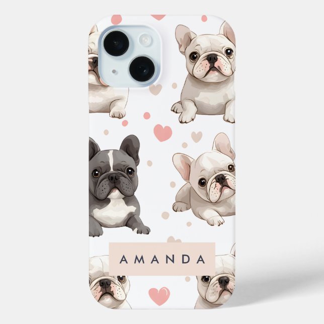 Coques Case-Mate iPhone Monogramme Personalized Adorable French Bulldog (Verso)
