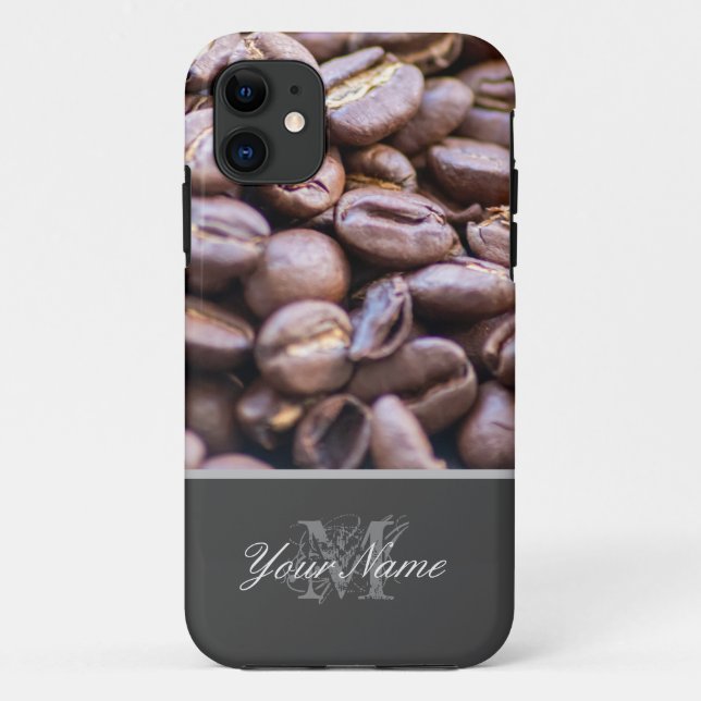 Coques Case-Mate iPhone Monogramme personnalisable avec grains de café! (Dos)
