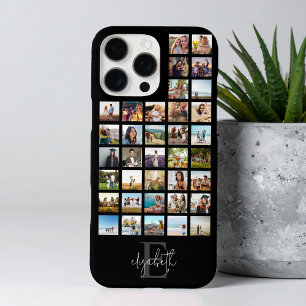 Coques iPhone 16 Pro Max Monogramme Personnalisé 36 Photo Collage