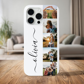 Coque iPhone 15 Pro Max Monogramme Personnalisé 5 Photo Collage