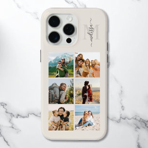 Coque iPhone 15 Pro Max Monogramme Personnalisé 6 Photo Collage