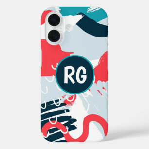 Coque Pour iPhone 16 Monogramme personnalisé Abstrait Motif Graffiti