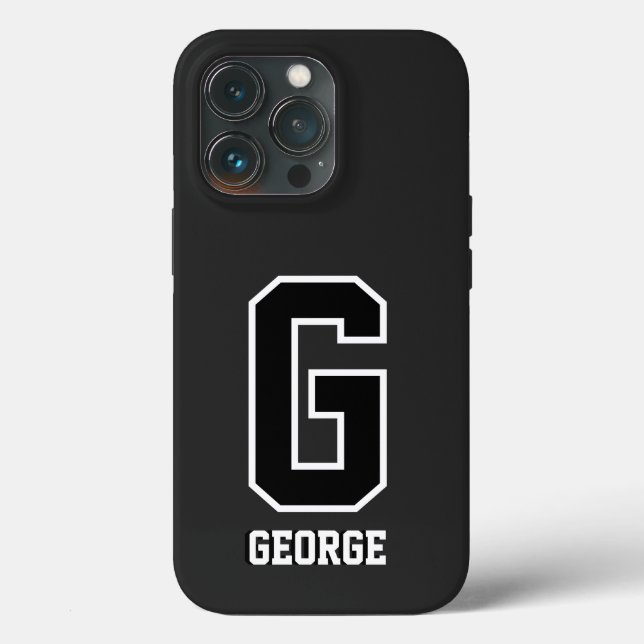 Coques Case-Mate iPhone Monogramme Personnalisé Blanc Noir Moderne Pour Lu (Verso)