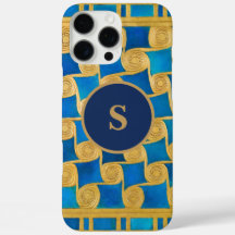 Monogramme personnalisé bleu or Égypte antique