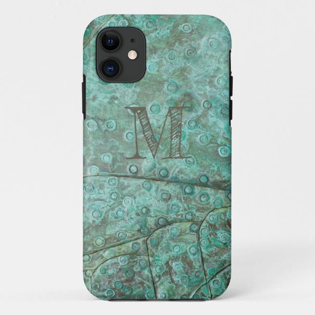 Coques Case-Mate iPhone Monogramme personnalisé Bubly Verdigris Bronze (Dos)