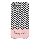 Monogramme personnalisé Chevron moderne noir et ro