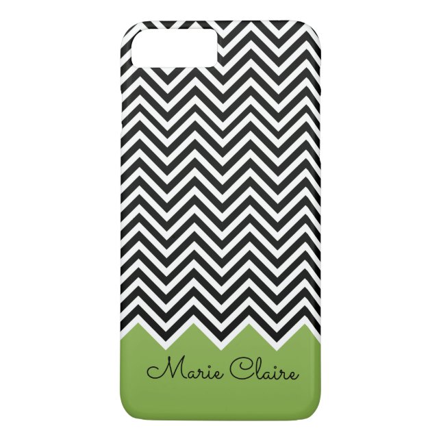 Coques Case-Mate iPhone Monogramme personnalisé Chevron moderne noir et ve (Dos)