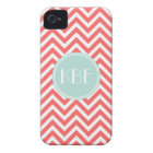 Monogramme personnalisé Coral et Mint Chevron