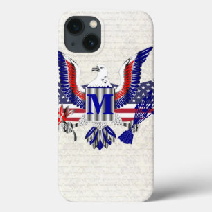 iPhone 13 Case monogramme personnalisé de l'aigle patriotique amé