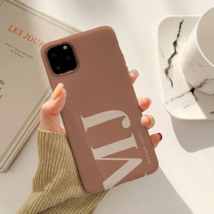 Coque Pour iPhone 15 Monogramme Personnalisé en Terre Cuite Moderne