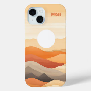 Coque Pour iPhone 15 Monogramme personnalisé - Illustration du paysage