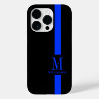Monogramme personnalisé Ligne Bleue Mince