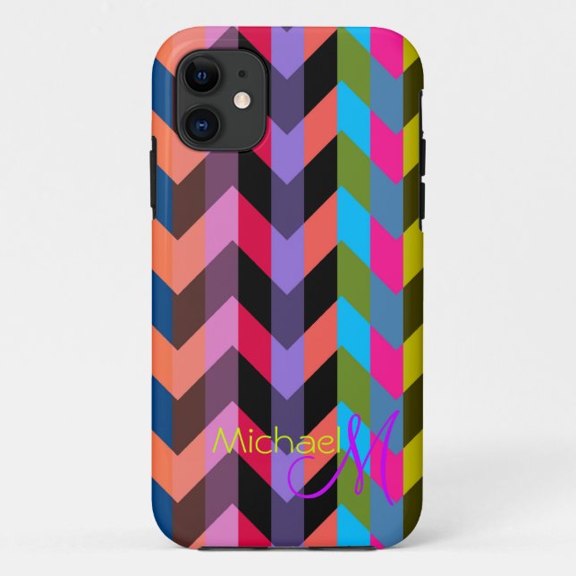 Coques Case-Mate iPhone Monogramme personnalisé Moderne Chevron Zigzag 6 (Dos)