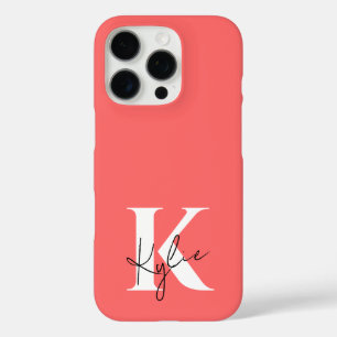 Coques iPhone 16 Pro Monogramme personnalisé moderne et dynamique Nom