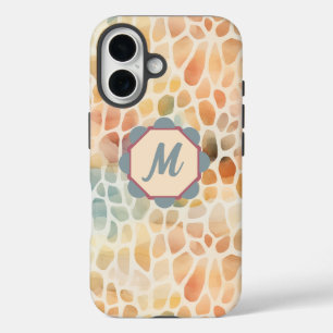 Coque Pour iPhone 16 Monogramme personnalisé Motif d'aquarelle artistiq
