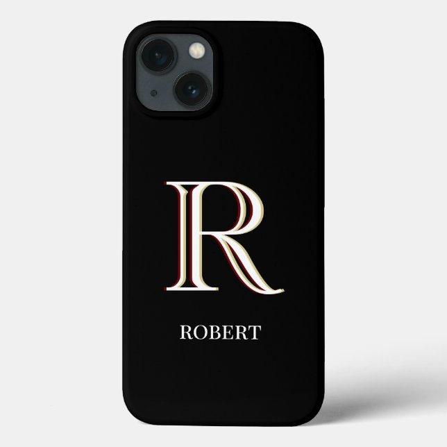Coques Case-Mate iPhone Monogramme personnalisé noir élégant    (Verso)