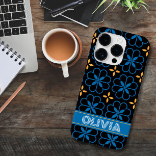 Coque Pour iPhone 14 Pro Monogramme personnalisé Nom de téléphone méditerra