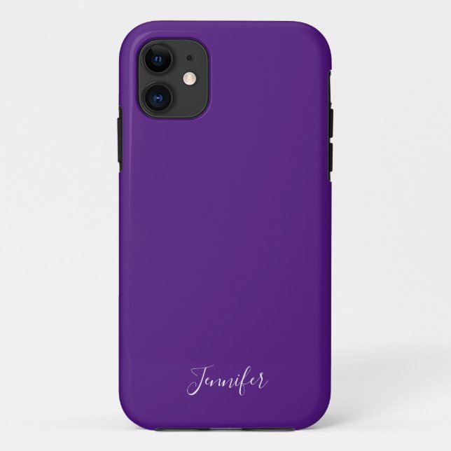 Coques Case-Mate iPhone Monogramme personnalisé Royal violet couleur solid (Dos)
