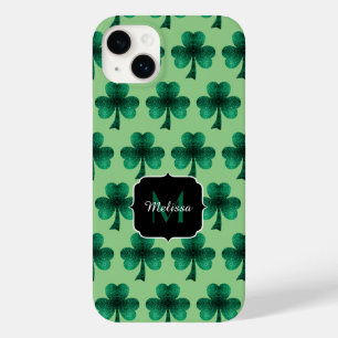 Coque Pour iPhone 14 Plus Monogramme personnalisé Shamrock Emerald Green Spa
