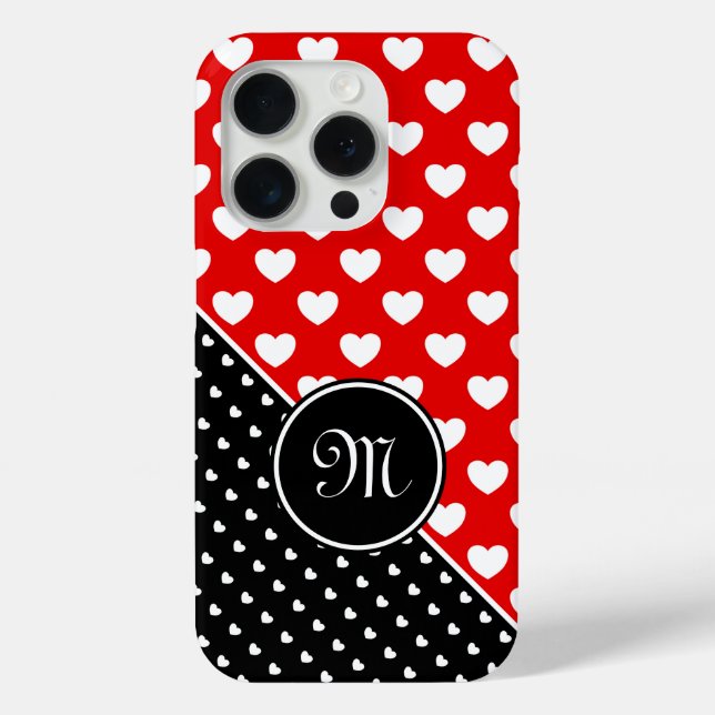 Coques Case-Mate iPhone Monogramme Personnalisé Style Rouge, Noir Et Blanc (Verso)
