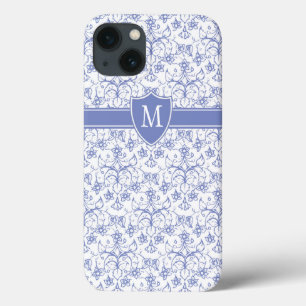 Coques Pour iPhone Monogramme personnalisé sur Motif périphérique ble