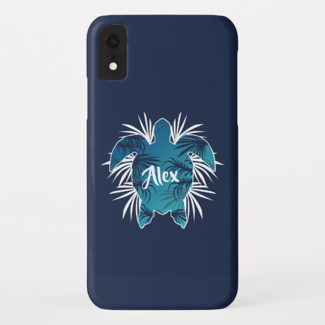 Coques Case-Mate iPhone Monogramme personnalisé| Tortue d'Aloha hawaïenne  (Dos)