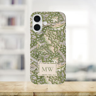 Coque Pour iPhone 16 Monogramme personnalisé William Morris Windrush