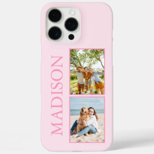 Coques iPhone 16 Pro Max Monogramme photo minimaliste moderne rose personna