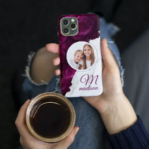 Case-Mate iPhone Case Monogramme Photo Moderne Marbre Floral Nom personn