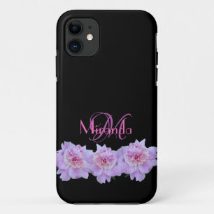 Case-Mate iPhone Case Monogramme Pink Purple Peonies Chic Retro Typograp