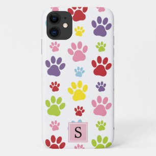 Case-Mate iPhone Case Monogramme - Pistes colorées, Traces de Chien, Pi