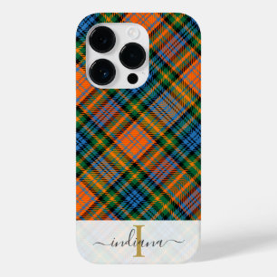 Coque Pour iPhone 14 Pro Monogramme Plaid Rustique Clan Murray Tartan Perso