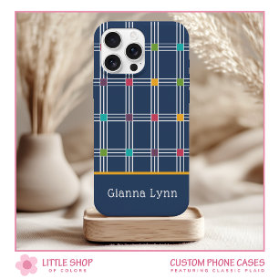 Coque Pour iPhone 15 Monogramme plaqué dans la fenêtre de la marine